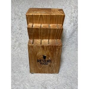 Vintage Revere Ware 13 Slot Hard Wood Knife Block Clean